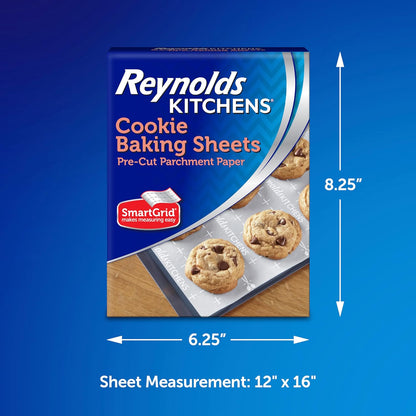 Kitchens Cookie Baking Sheets, Pre-Cut Parchment Paper,25 Count (Pack of 4), 100 Total Sheets