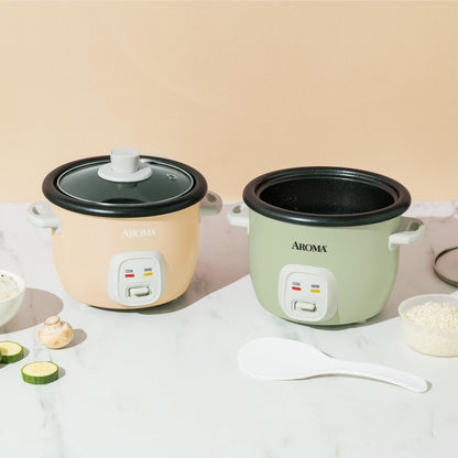 Aroma 1-Qt Mini Rice Cooker 2-Cup Uncooked Soup Oatmeal Auto Keep-Warm Milk Tea