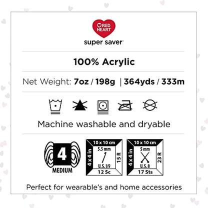 Red Heart Super Saver White Yarn - 3 Pack of 198G/7Oz - Acrylic - 4 Medium (Wors