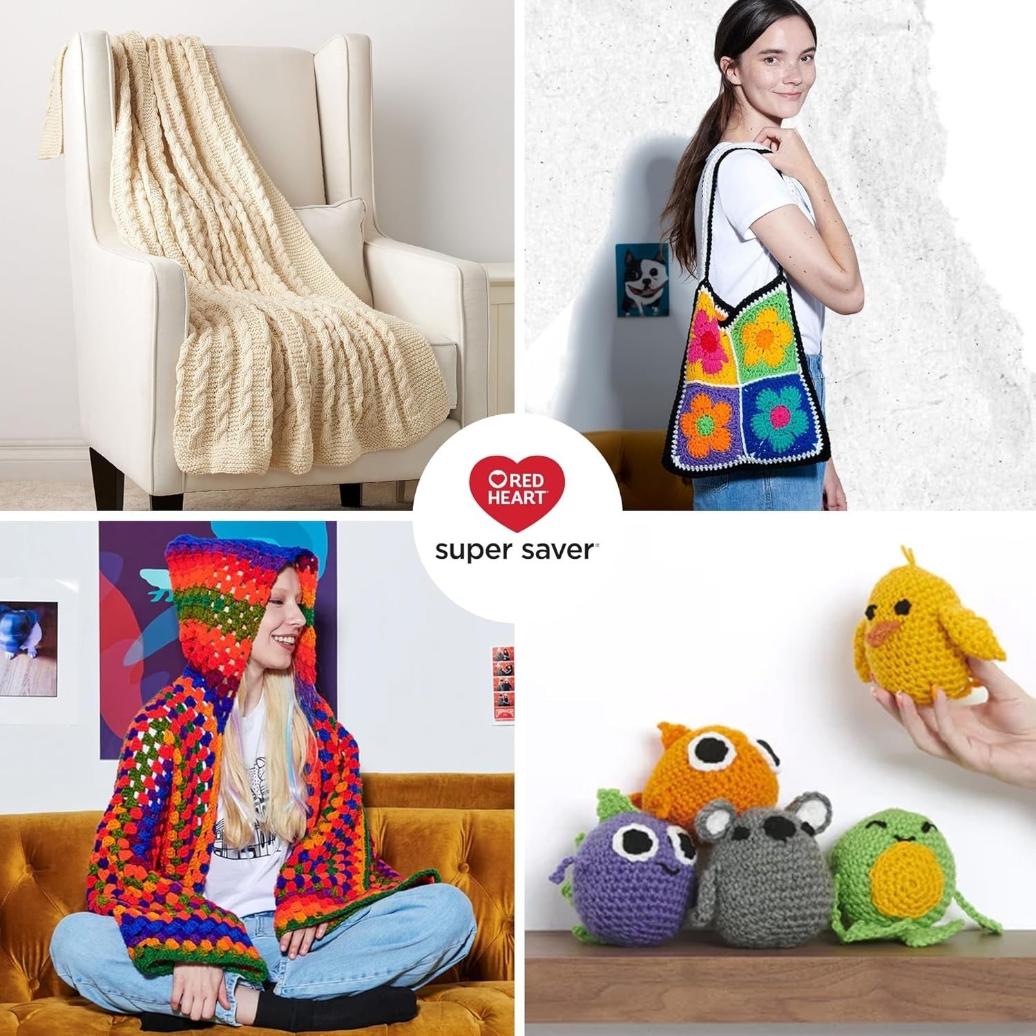 Red Heart Super Saver White Yarn - 3 Pack of 198G/7Oz - Acrylic - 4 Medium (Wors